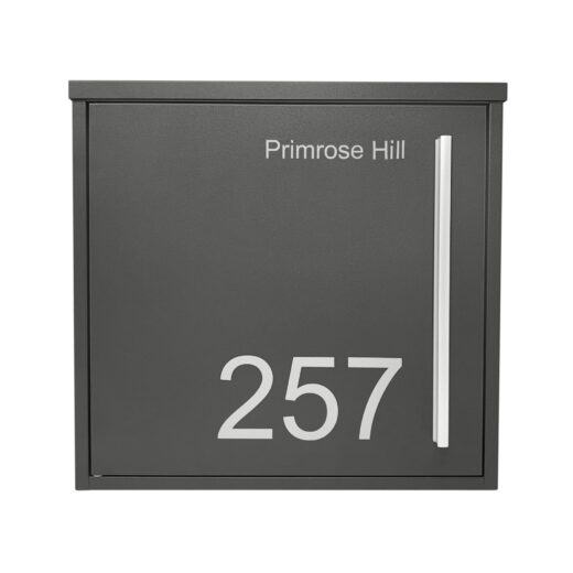 Personalised Modern Letterbox - Anthracite, front view