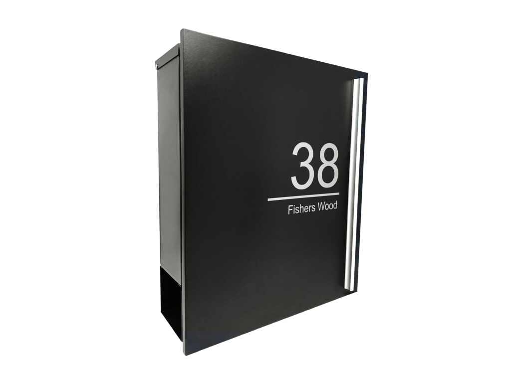 Personalised Letterbox with newspaper holder black medium