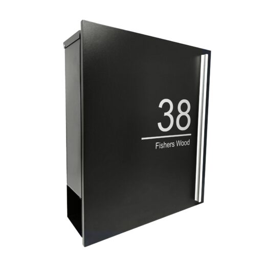 Personalised Letterbox with newspaper holder black medium