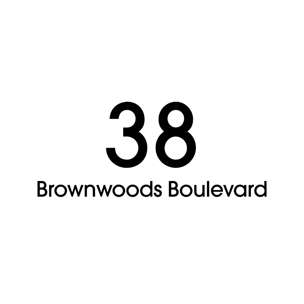 D2 Address Decal Sticker - Large in black and number in the middle