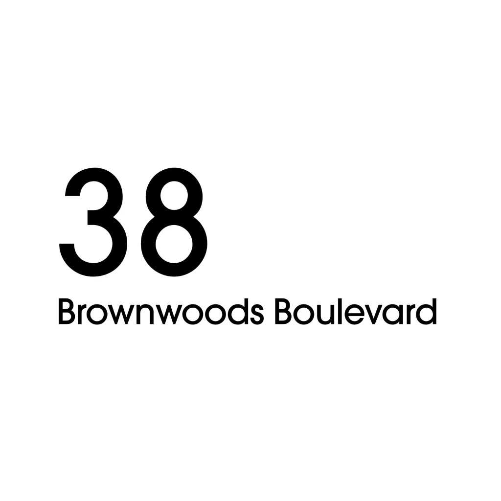 D2 Address Decal Sticker - Large in black and number on the left
