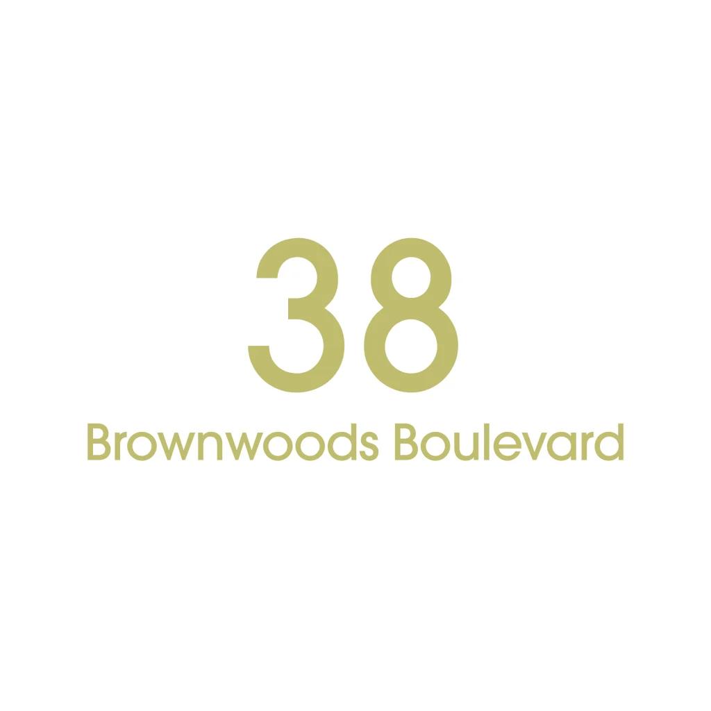 D2 Address Decal Sticker - Large in gold and number in the middle