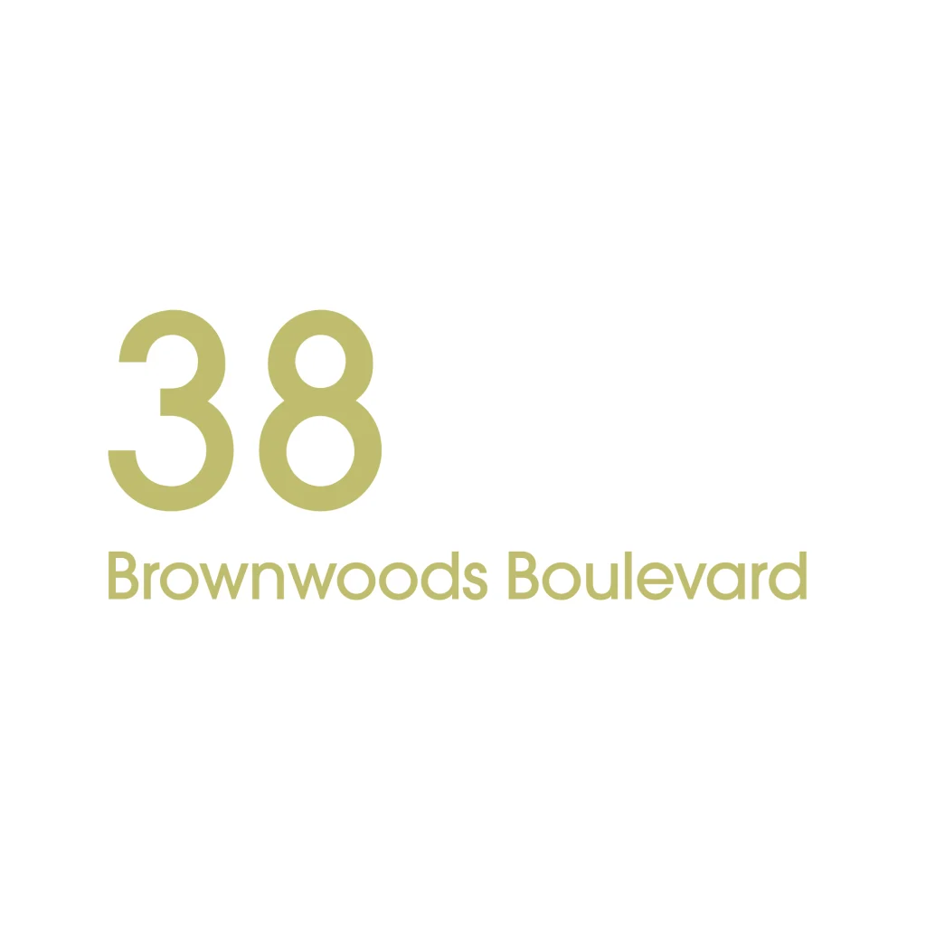 D2 Address Decal Sticker - Large in gold and number on the left