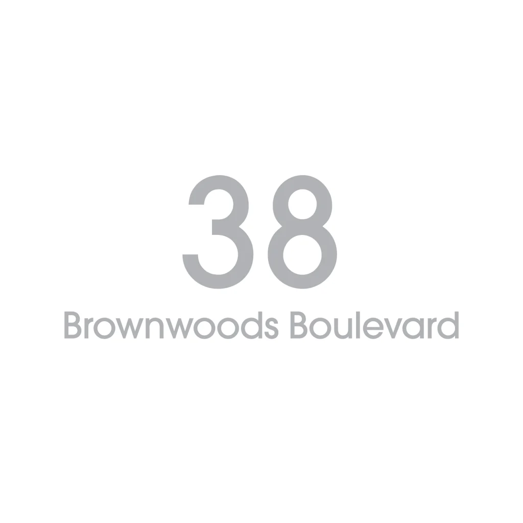 D2 Address Decal Sticker - Large in silver and number in the middle