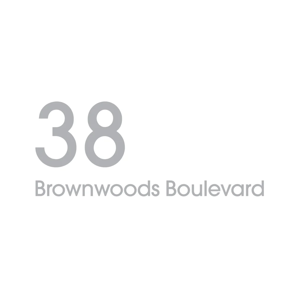 D2 Address Decal Sticker - Large in silver and number on the left