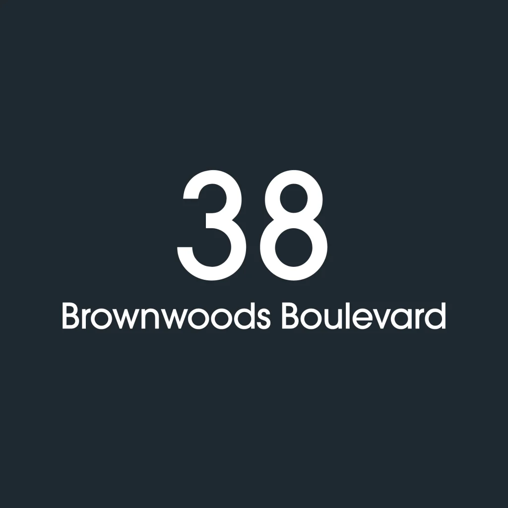 D2 Address Decal Sticker - Large in white and number in the middle