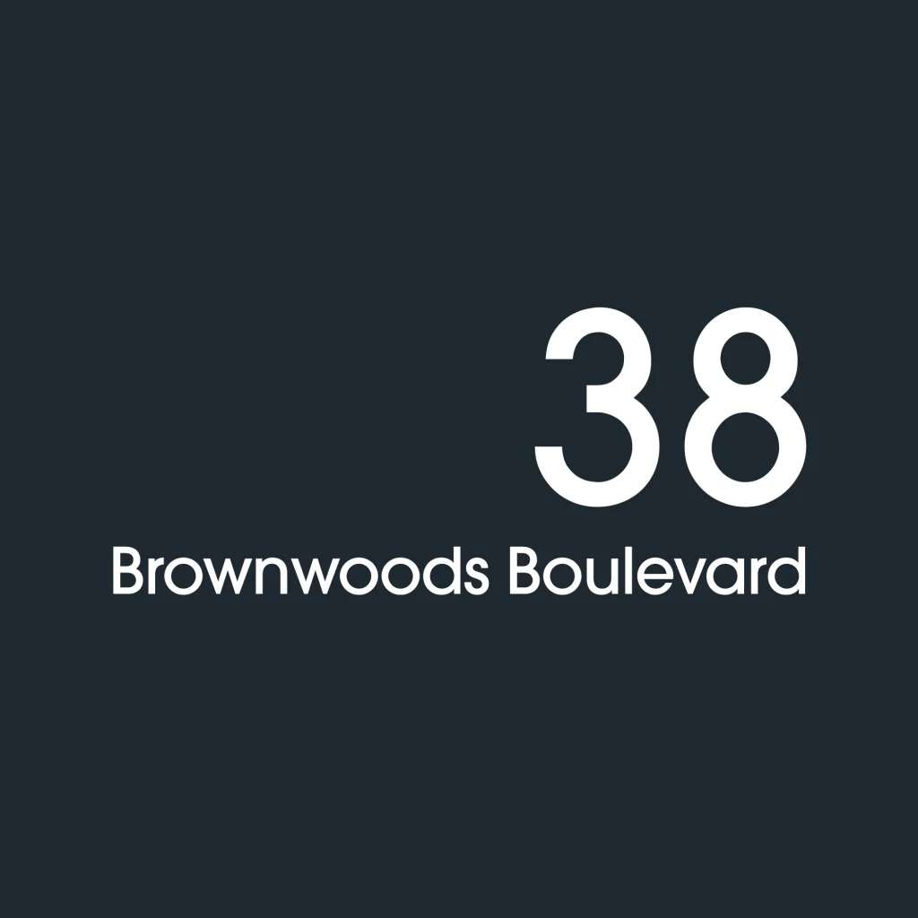 D2 Address Decal Sticker - Large in white and number on the right