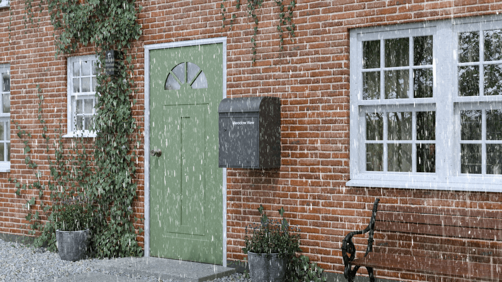 weatherproof parcel box in the rain