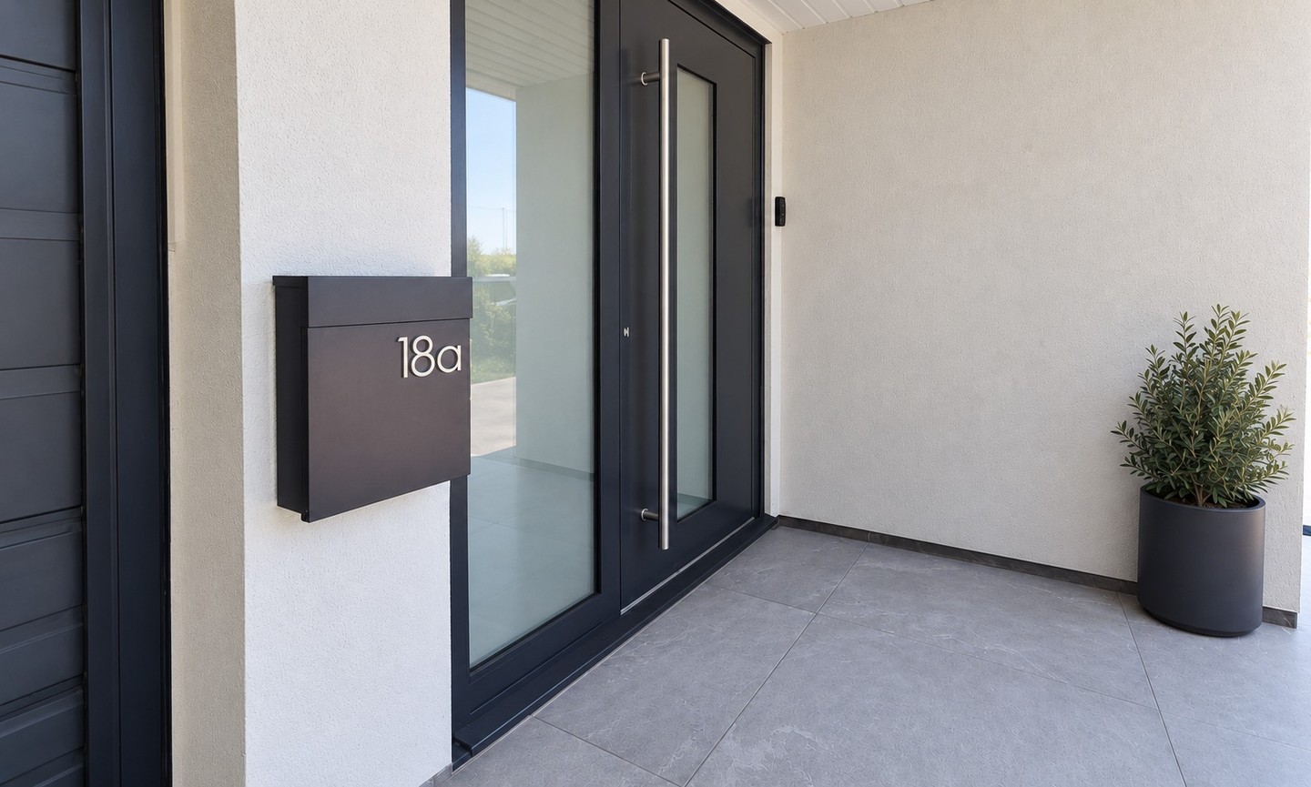 A real customer installation of the Camden Wall-Mounted Letterbox in Anthracite, finished with our stainless steel house numbers. The stainless finish adds…