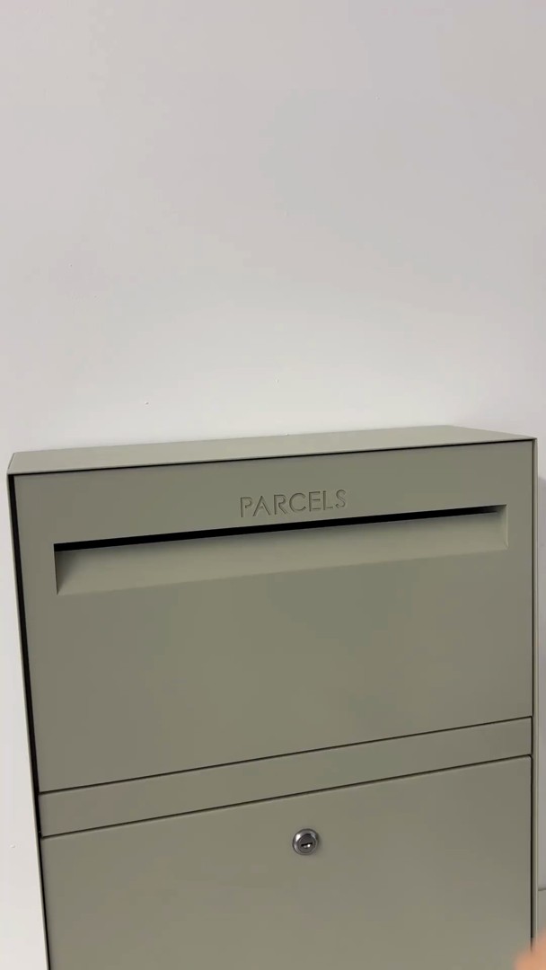 A closer look at the Rome Large Parcel Box in Pebble in use. Parcels are delivered through the top opening, then collected…
