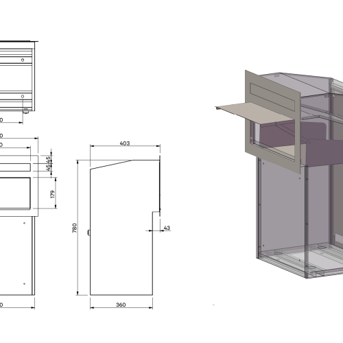 Miami Parcel Letterbox for Gate, Fence & Through-the-Wall Mounting - Black dimensions