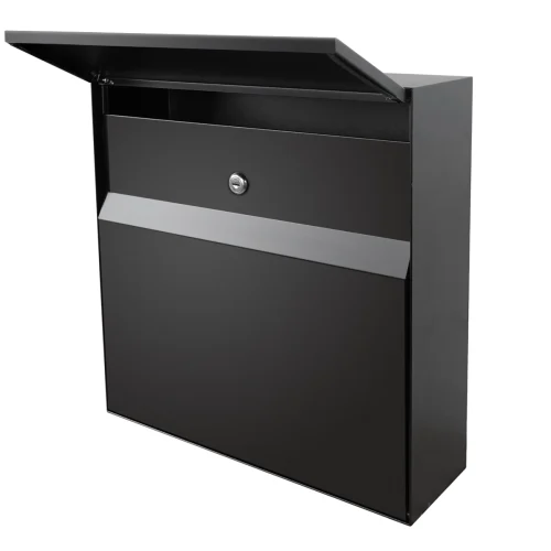 Manilla Wall Mounted Letterbox - Black side view