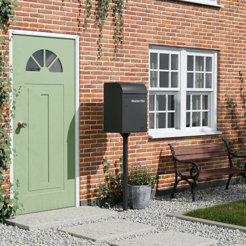 Fulham Black Medium Post Mounted Parcel Box2