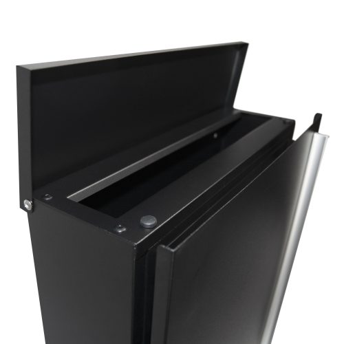 Wall Mounted Letterbox + HD black top open closeup